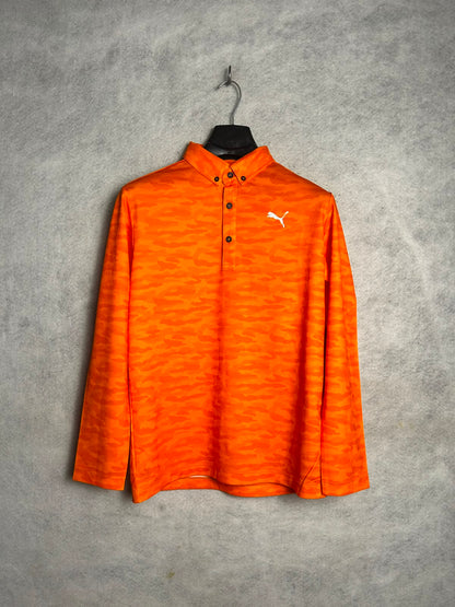 Puma Orange Polo Full Sleeves - Small