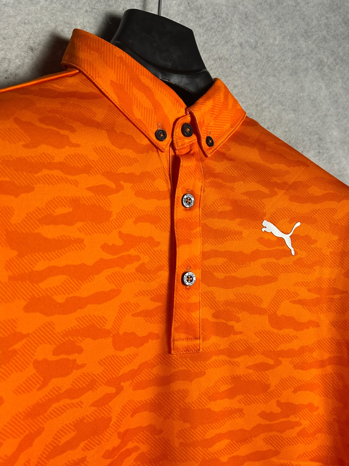 Puma Orange Polo Full Sleeves - Small