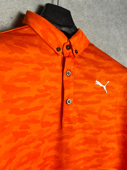 Puma Orange Polo Full Sleeves - Small