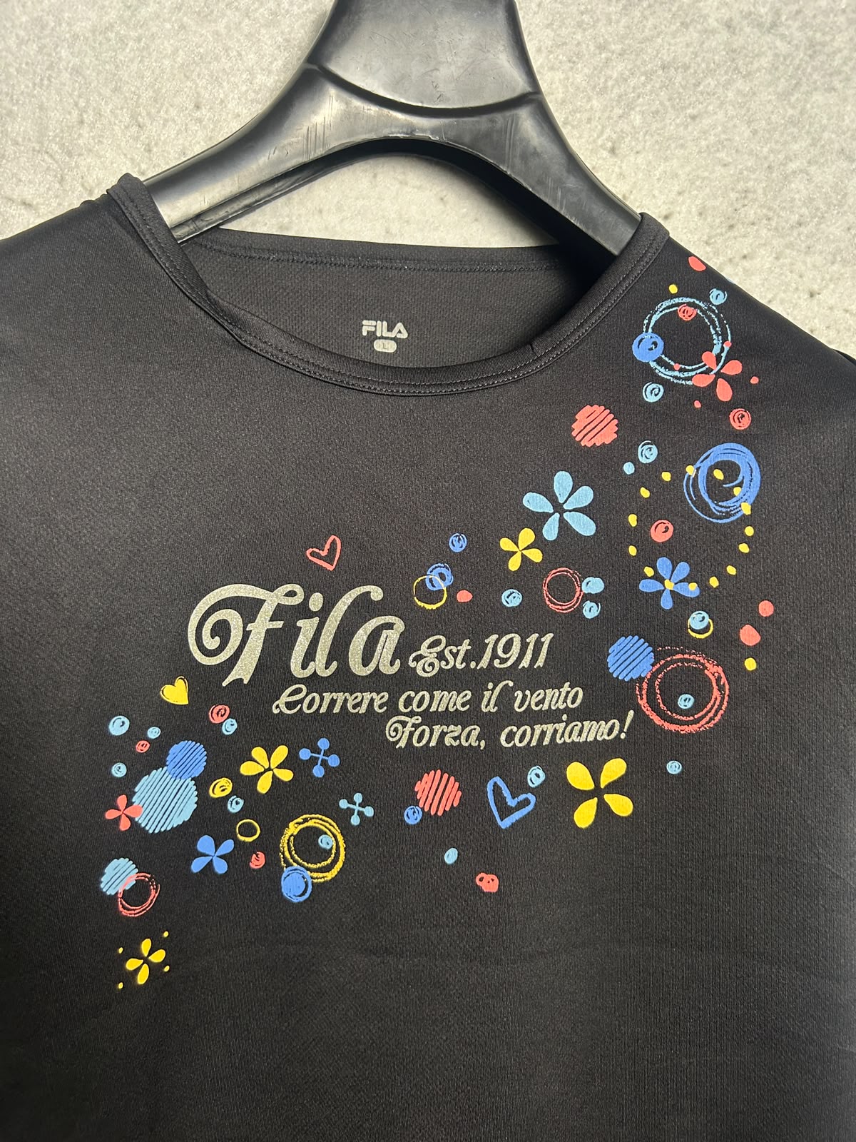 Fila Big Logo Black Round Neck - Large