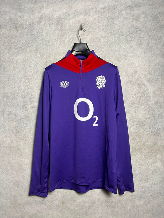 Umbro Big Logo Half Zip Purple Full Sleeves - Medium