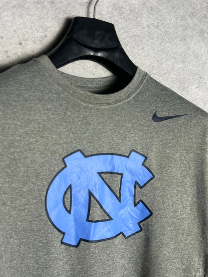 The Nike Tee Dri Fit Grey Big Logo Round Neck - Medium