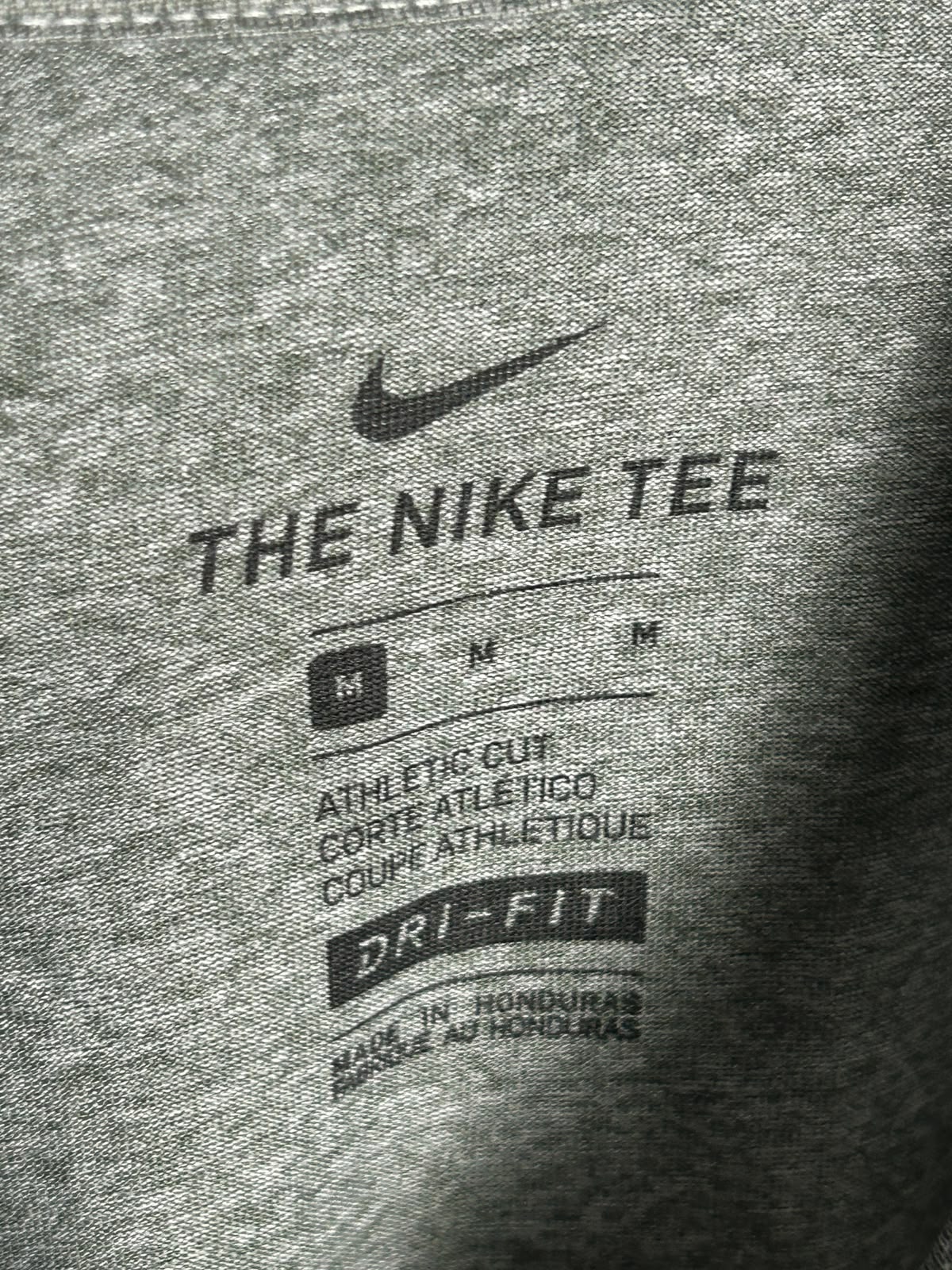 The Nike Tee Dri Fit Grey Big Logo Round Neck - Medium