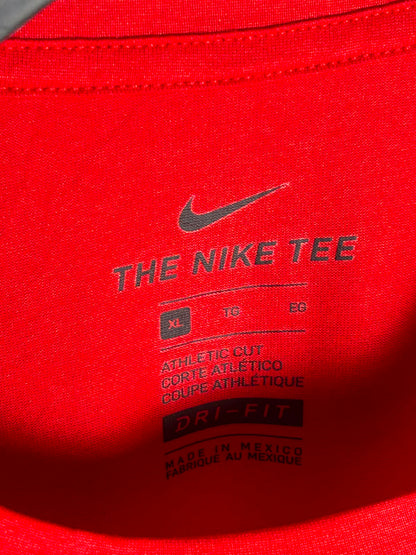 The Nike Tee Dri Fit Big Logo Red Round Neck - XL