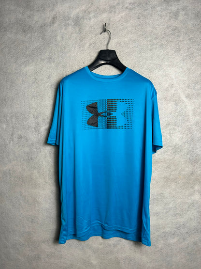Under Armour Heat Gear Blue Big Logo Round Neck - 2XL