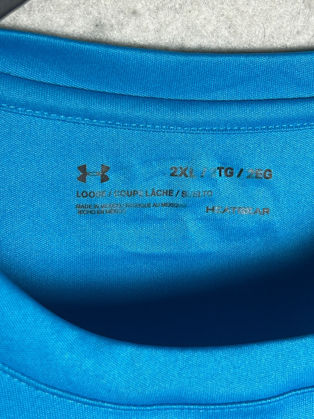 Under Armour Heat Gear Blue Big Logo Round Neck - 2XL