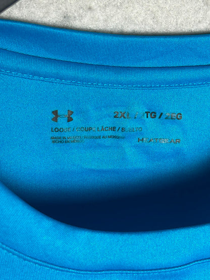 Under Armour Heat Gear Blue Big Logo Round Neck - 2XL
