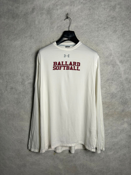 Under Armour Full Sleeves White Round Neck - Large