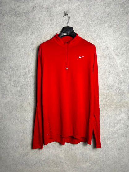 Nike Dri Fit Red Full Sleeves Half Zip - XL