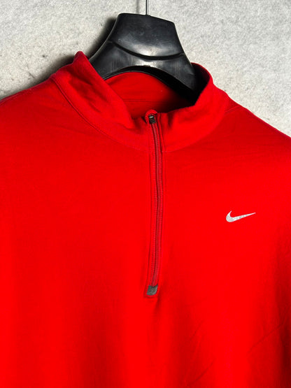 Nike Dri Fit Red Full Sleeves Half Zip - XL