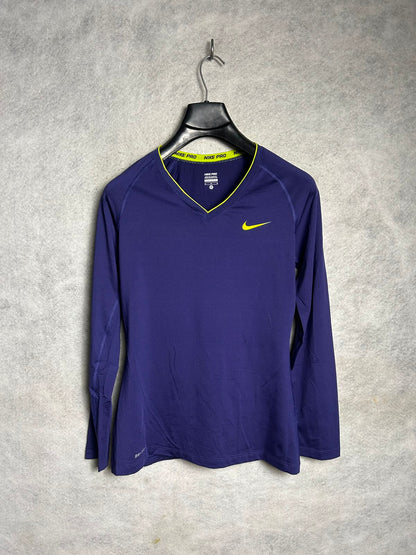 Nike Pro Blue Full Sleeves V Neck - Medium