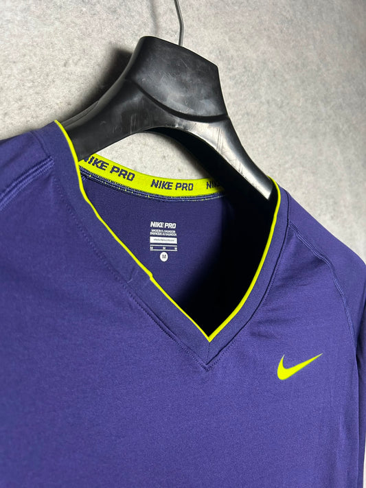 Nike Pro Blue Full Sleeves V Neck - Medium