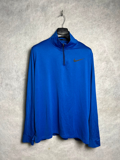 Nike Dri Fit Blue Half Zip Full Sleeves - Large
