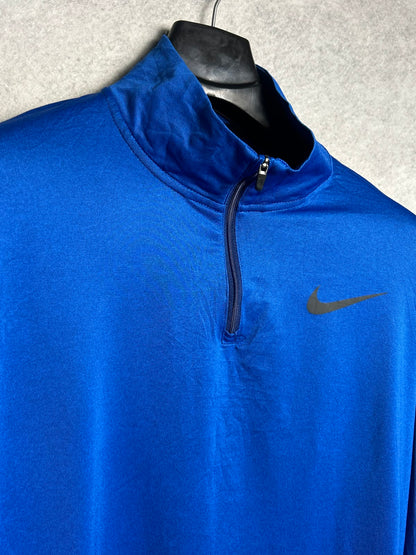 Nike Dri Fit Blue Half Zip Full Sleeves - Large