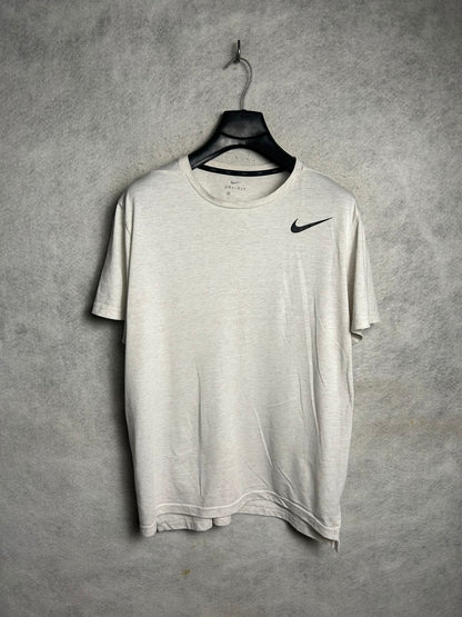 Nike Dri Fit White Round Neck - Large