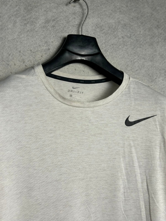 Nike Dri Fit White Round Neck - Large