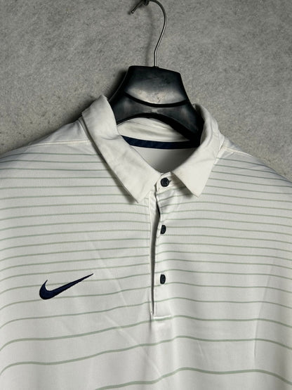 Nike Dri Fit White Polo - Large