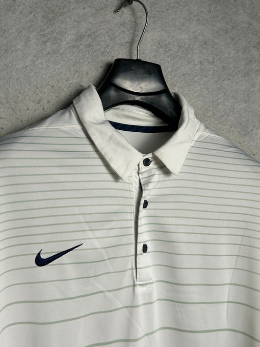 Nike Dri Fit White Polo - Large