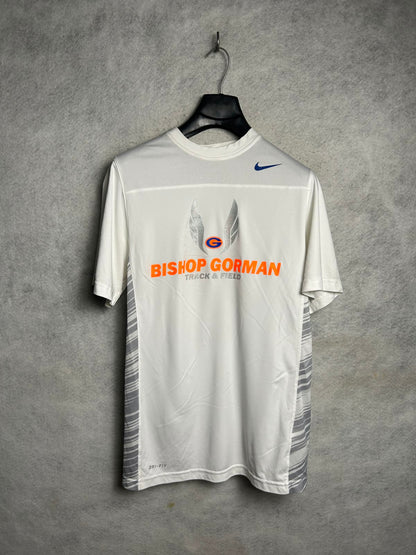 Nike Dri Fit Big Logo White Round Neck - Small