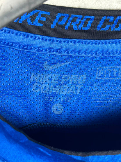 Nike Pro Combat Dri Fit Blue Round Neck - Large
