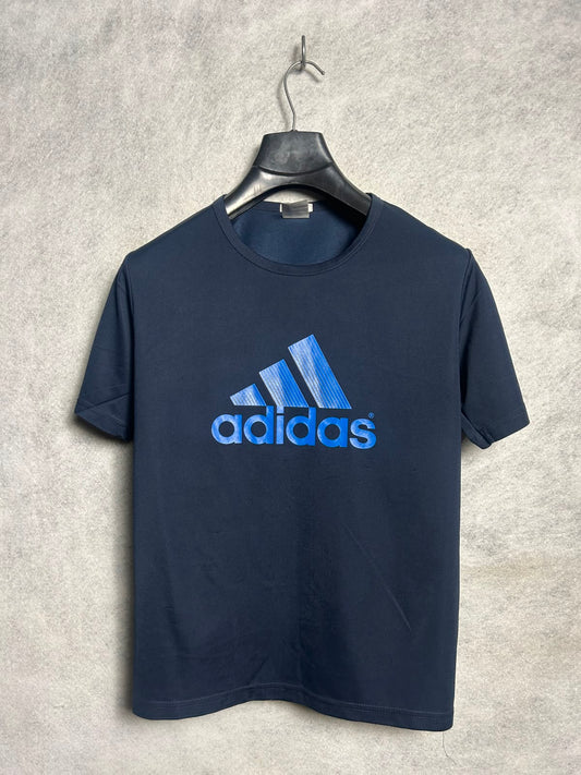 Adidas Climalite Big Logo Blue Round Neck - Large