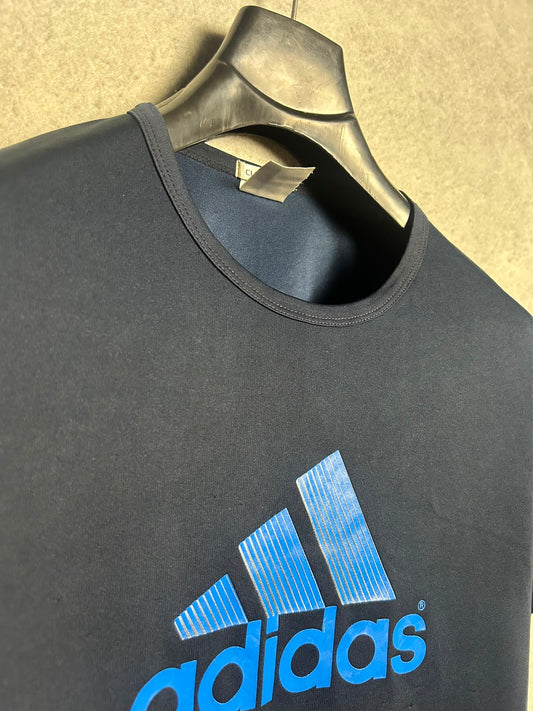 Adidas Climalite Big Logo Blue Round Neck - Large