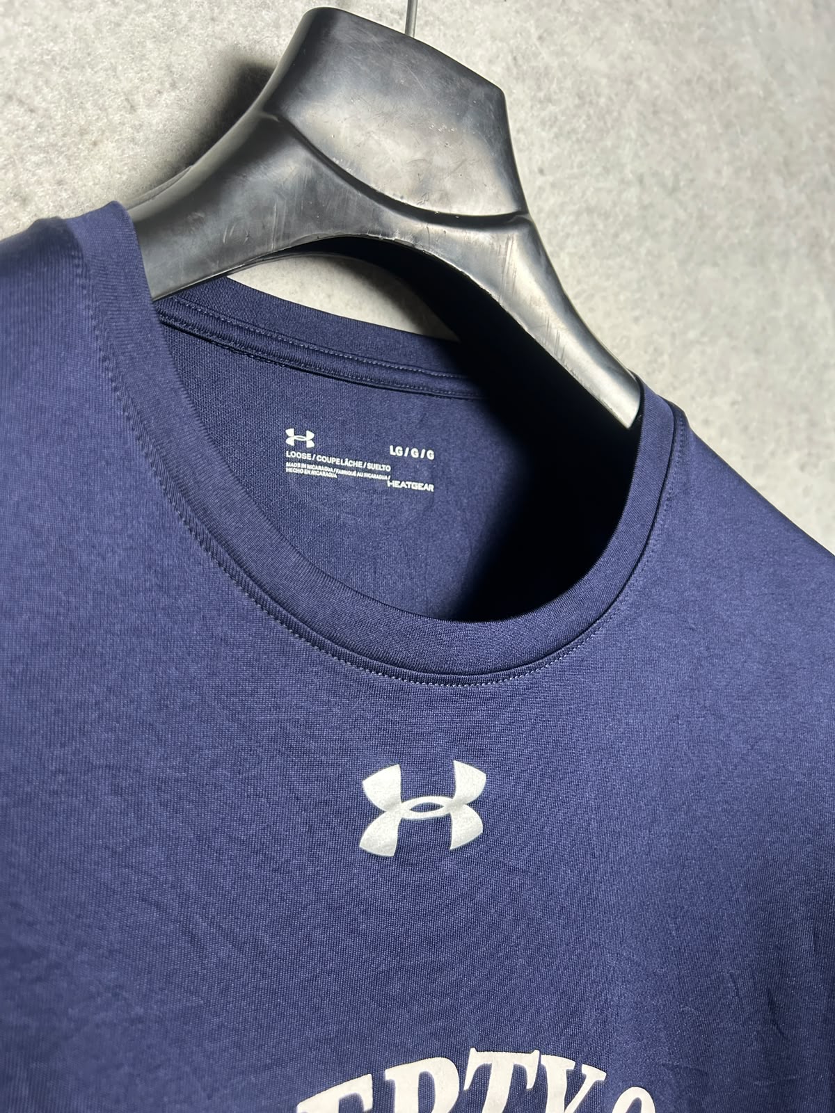 Under Armour Heat Gear Big Logo Blue Round Neck - Large
