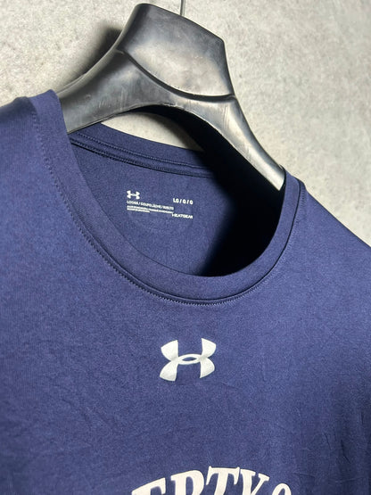 Under Armour Heat Gear Big Logo Blue Round Neck - Large
