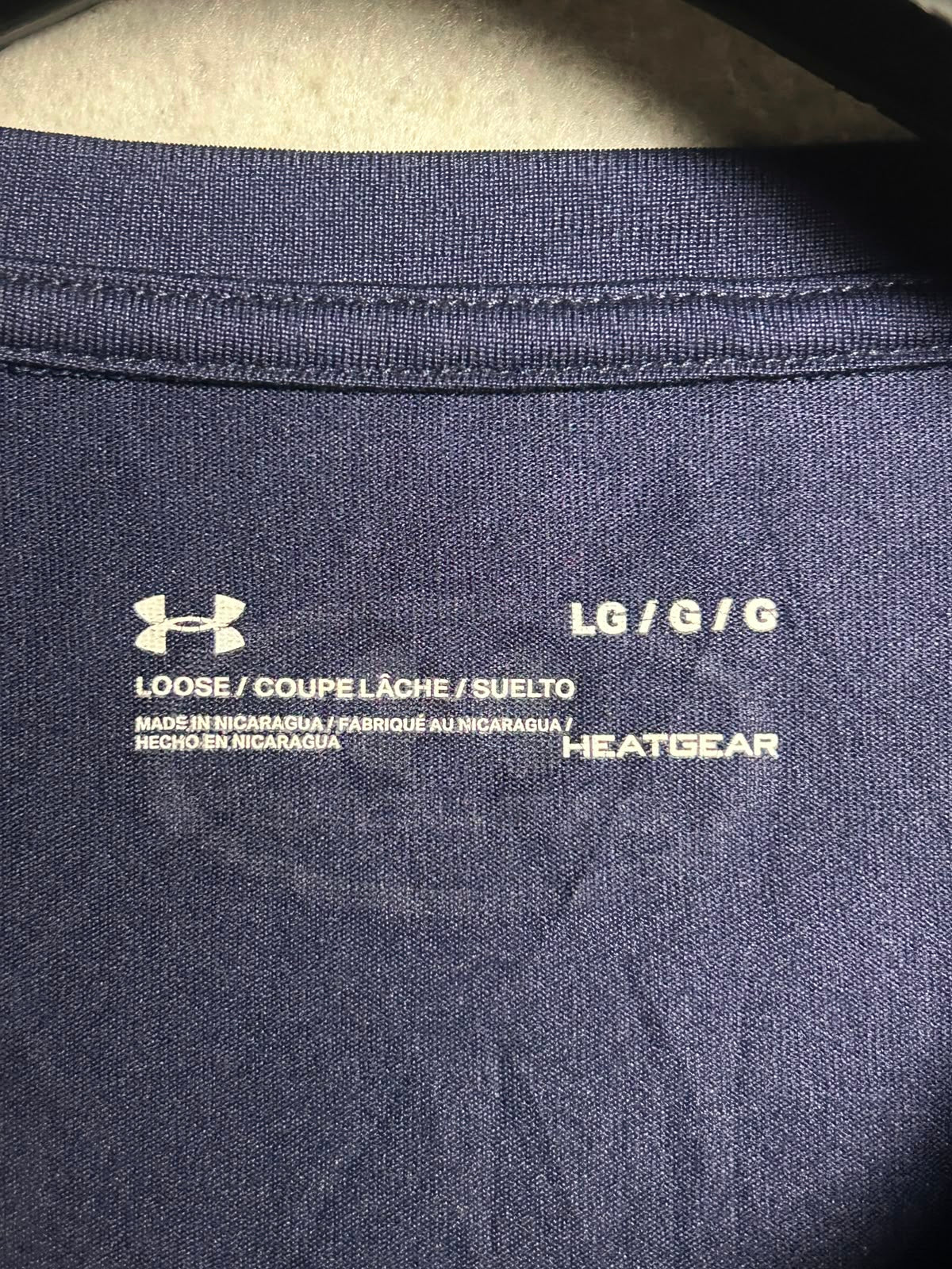 Under Armour Heat Gear Big Logo Blue Round Neck - Large