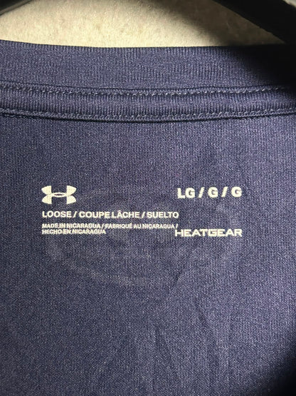 Under Armour Heat Gear Big Logo Blue Round Neck - Large