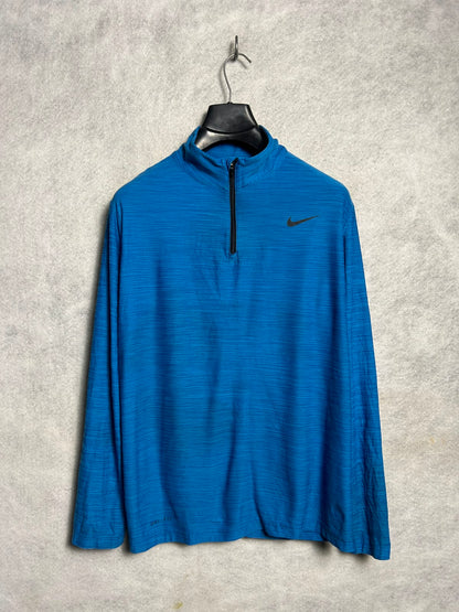 Nike Dri Fit Grey Full Sleeves Half Zip - Medium