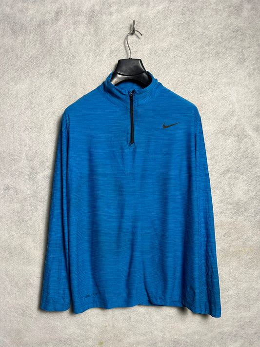 Nike Dri Fit Grey Full Sleeves Half Zip - Medium