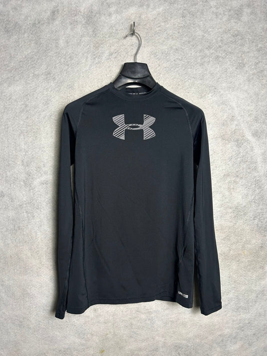Under Armour Heat Gear Big Logo Black Full Sleeves Round Neck - YXL