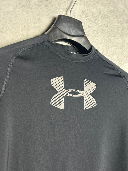Under Armour Heat Gear Big Logo Black Full Sleeves Round Neck - YXL