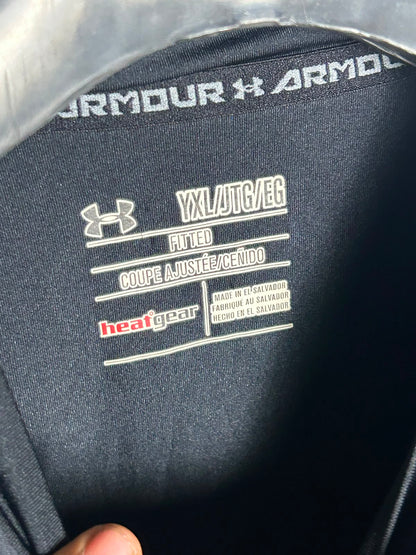 Under Armour Heat Gear Big Logo Black Full Sleeves Round Neck - YXL