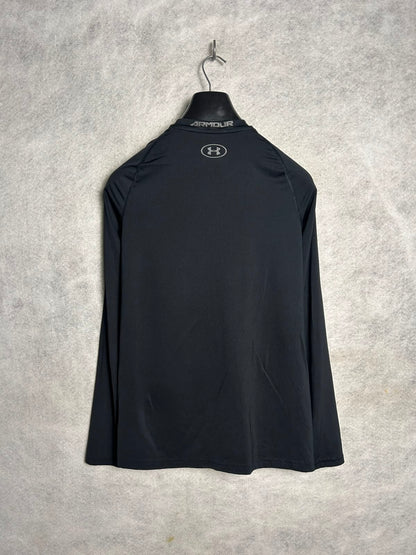 Under Armour Heat Gear Big Logo Black Full Sleeves Round Neck - YXL