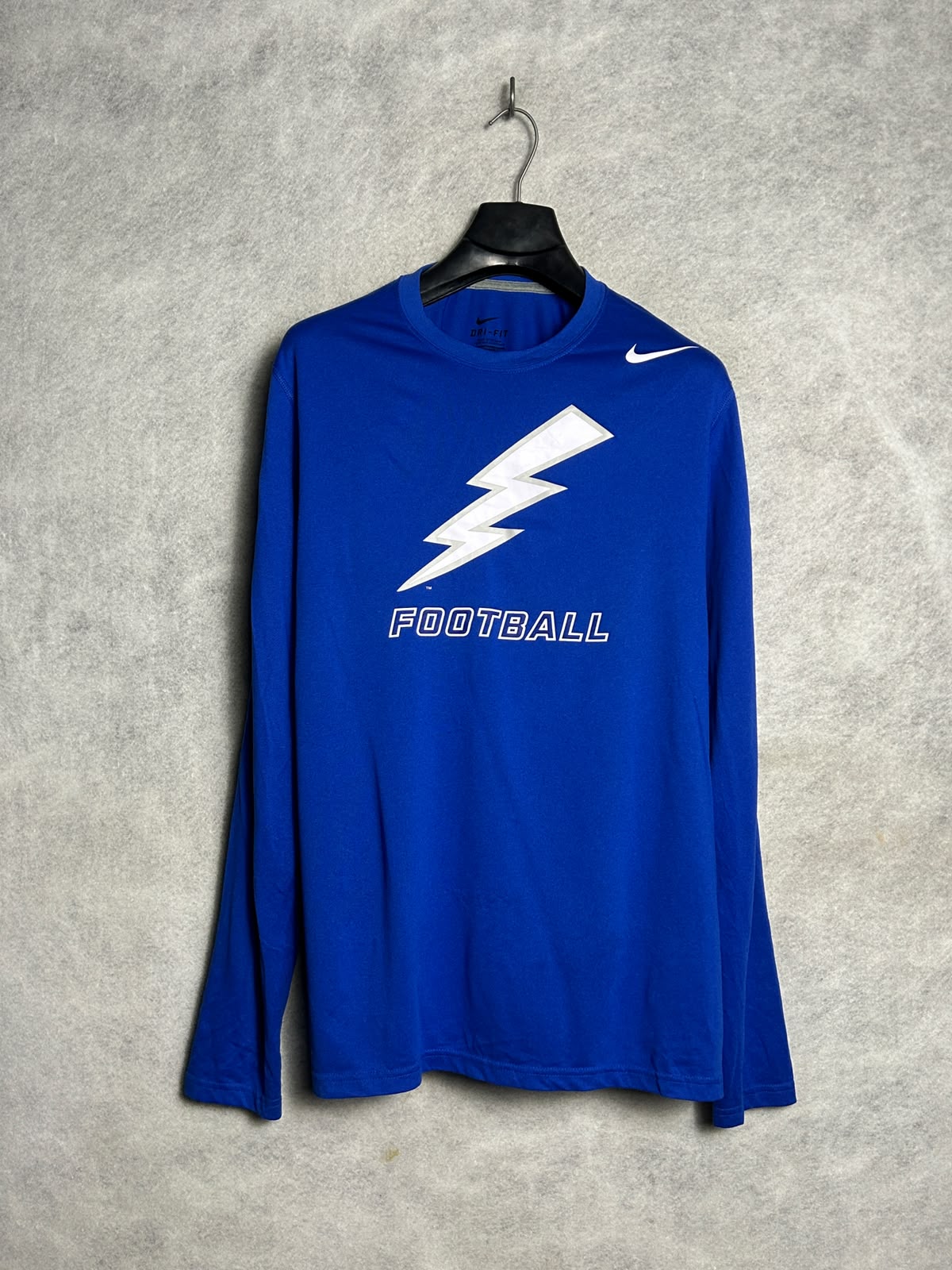 Nike Dri Fit Big Logo Blue Full Sleeves Round Neck - Medium