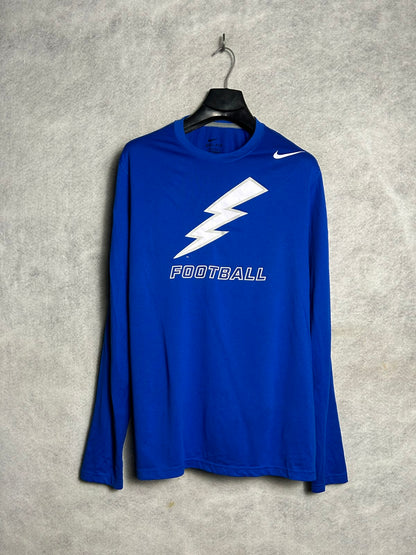 Nike Dri Fit Big Logo Blue Full Sleeves Round Neck - Medium