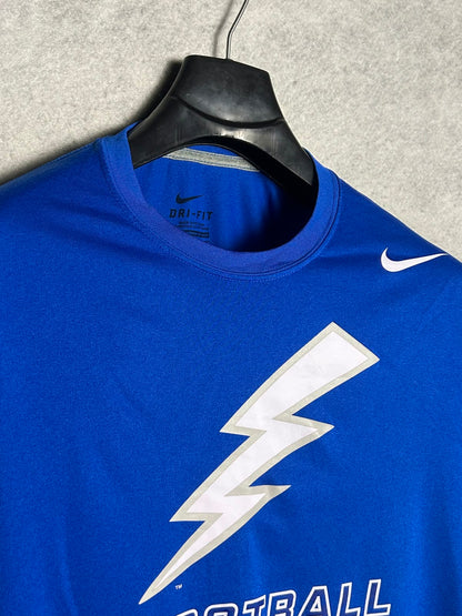 Nike Dri Fit Big Logo Blue Full Sleeves Round Neck - Medium