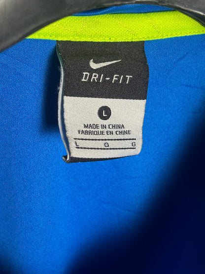 Nike Dri Fit T90 Big Logo Blue V Neck - Large