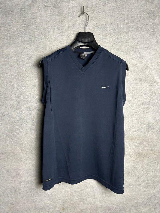 Nike Dri Fit Blue V Neck - Large