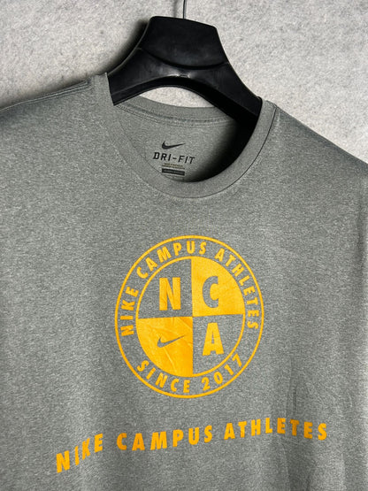 Nike Dri Fit Big Logo Grey Round Neck - Large