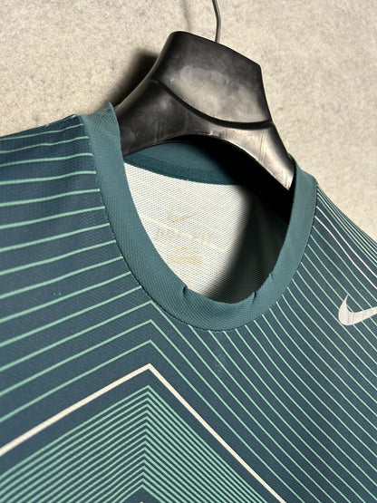 Nike Dri Fit Green Printed Round Neck - Small