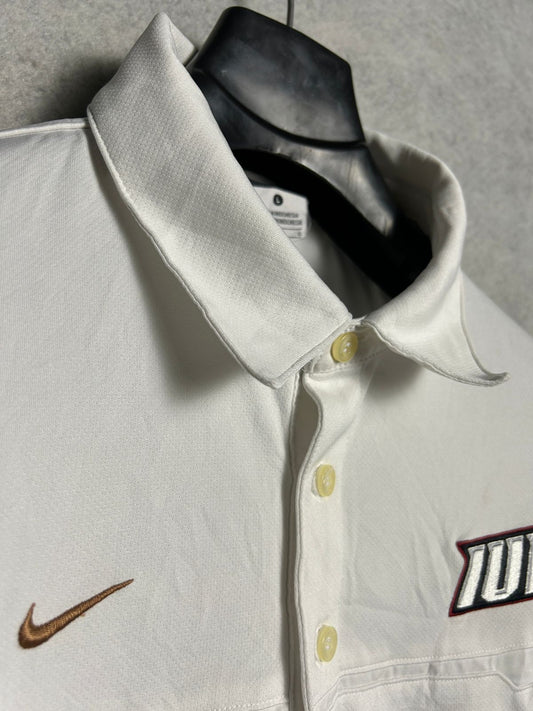 Nike IUP Dri Fit White Polo - Large