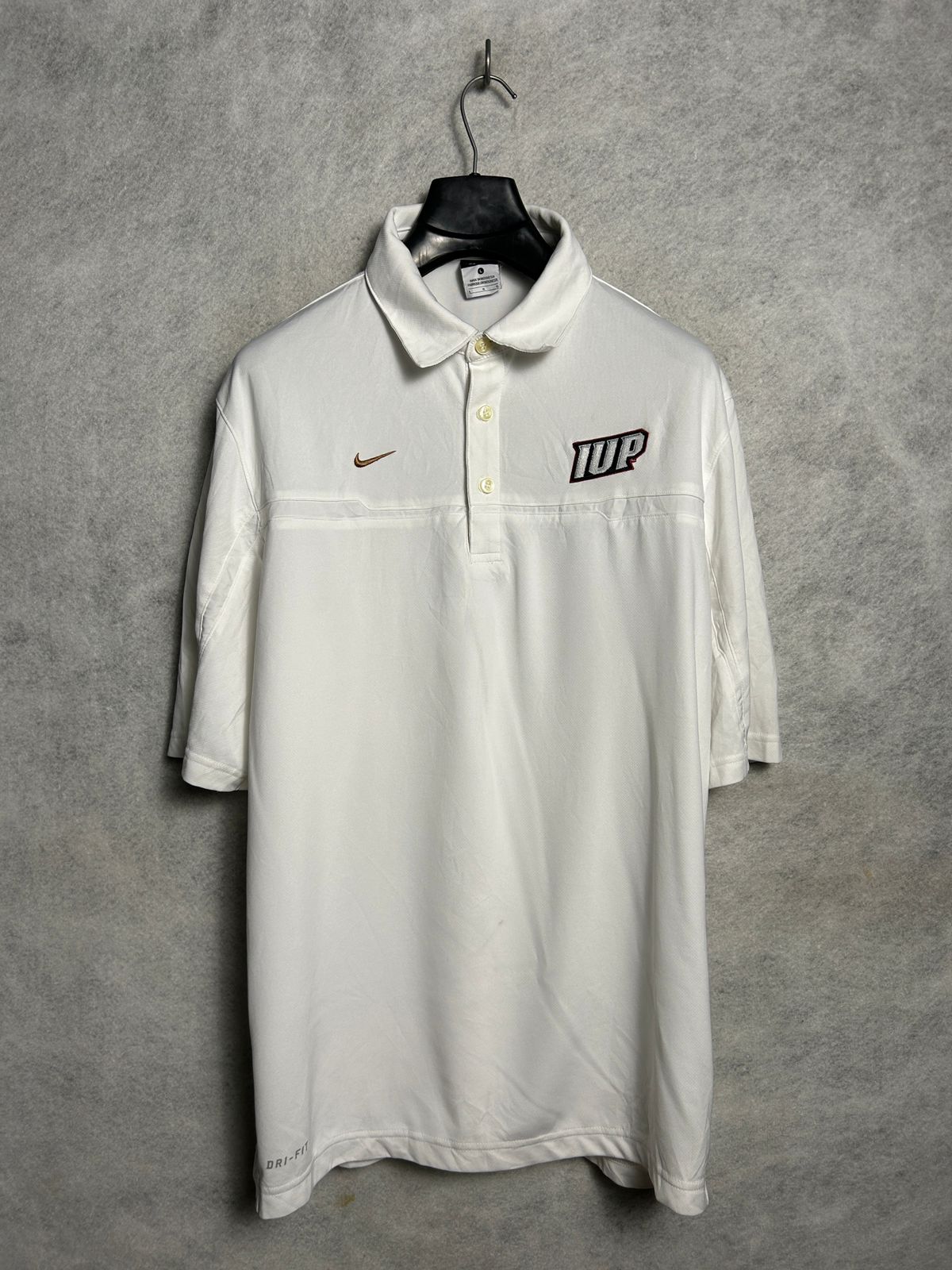 Nike IUP Dri Fit White Polo - Large
