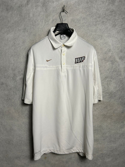 Nike IUP Dri Fit White Polo - Large