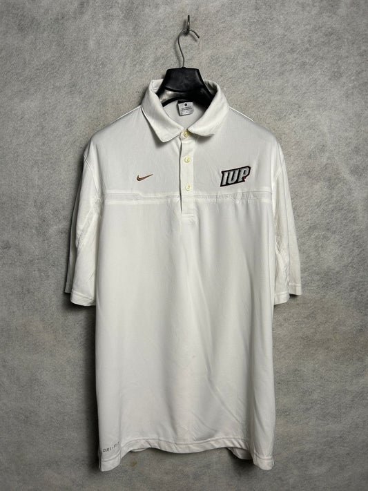 Nike IUP Dri Fit White Polo - Large
