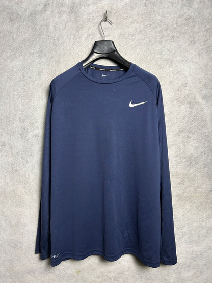 Nike Dri Fit Blue Round Neck Full Sleeves - XL