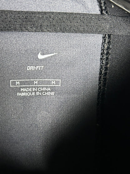 Nike Dri Fit Black Full Sleeves Zip Upper With Cap - Medium