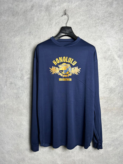 Nike Dri Fit Big Logo Honolulu Marathon Blue Round Neck - XL